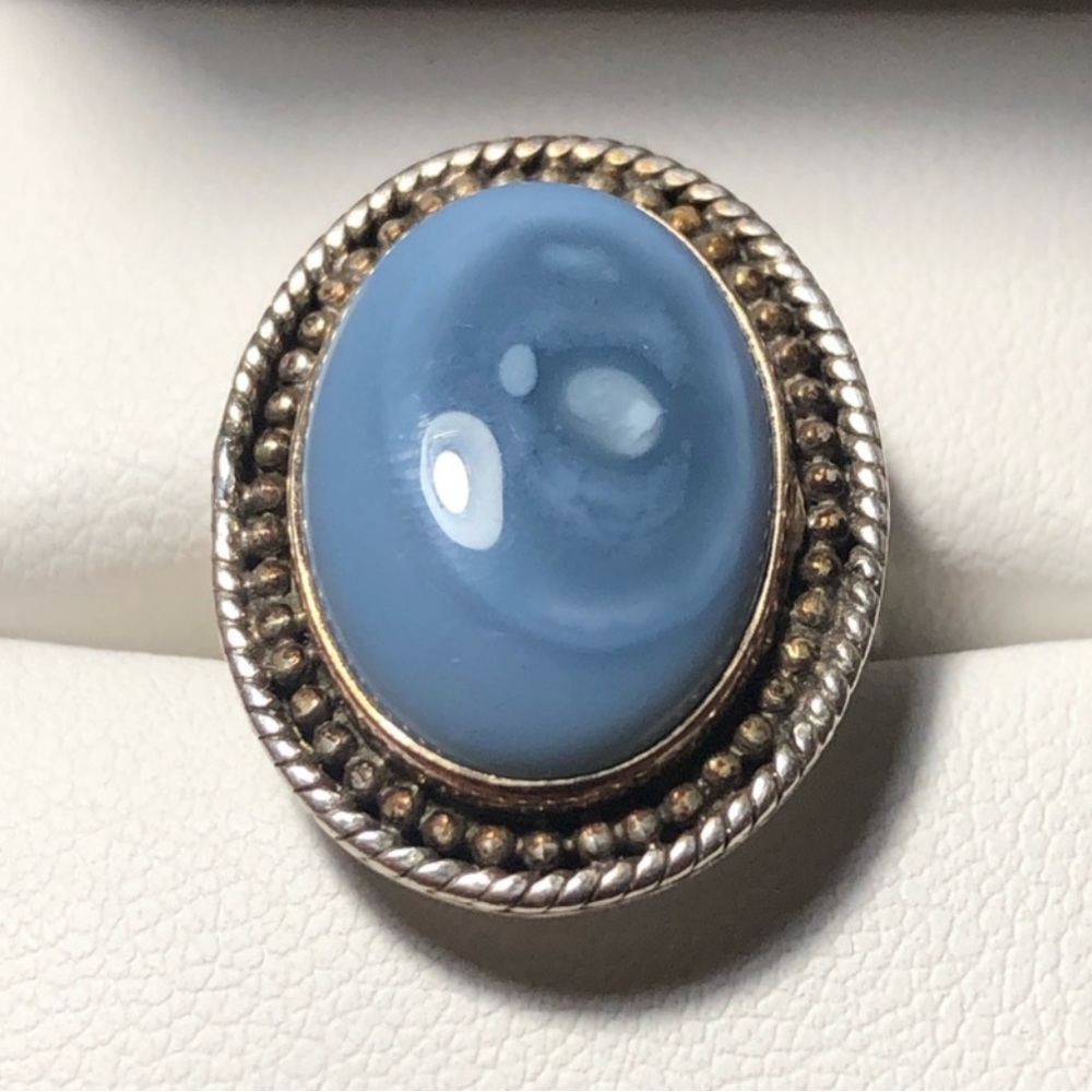 Owyhee Blue Opal & Sterling Silver Ring, Gemstone Ring, 925, Size 5.75
